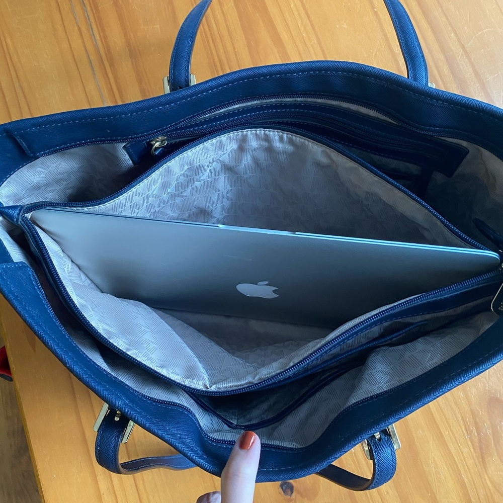 Michael Kors large navy blue purse - Picture 2 of 11